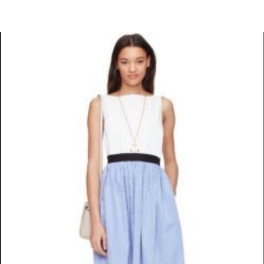 Kate Spade Broome Street Pinstripe blue & white dress. Sz 8 $229 - Picture 4 of 15